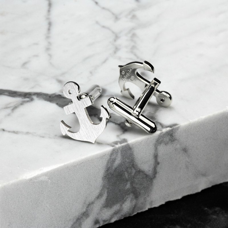 Anchor Cufflinks in 925 sterling Silver – Anchor jewerly for men - 袖扣 - 其他金属 银色