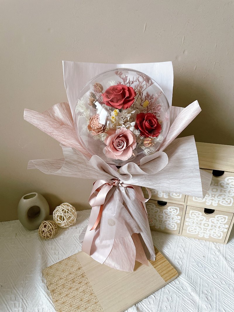 情人节波波球花束 - 干燥花/捧花 - 植物．花 粉红色