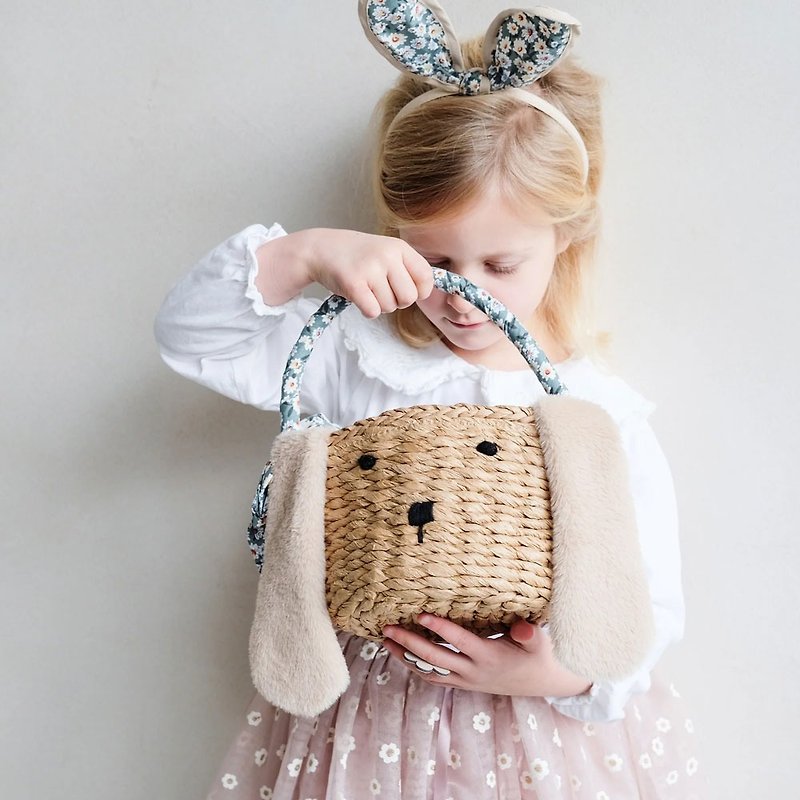 英国Mimi & Lula SS24_复活节_粉绿碎花小兔造型提篮 - 婴儿饰品 - 聚酯纤维 