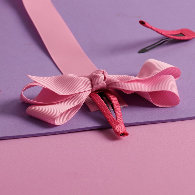 巨型蝴蝶结夹 - 樱花可爱颜色，适合日常造型 - 发饰 - 聚酯纤维 粉红色