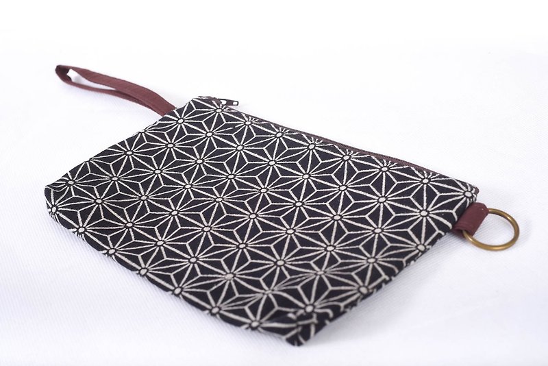 black color pencil case pouch Dye indigo zipper bag cosmetic pouch cosmetic bag - 化妆包/杂物包 - 棉．麻 黑色