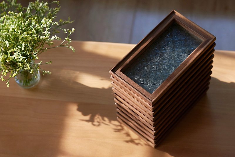 胡桃木海棠花玻璃 mini tray - 摆饰 - 木头 咖啡色
