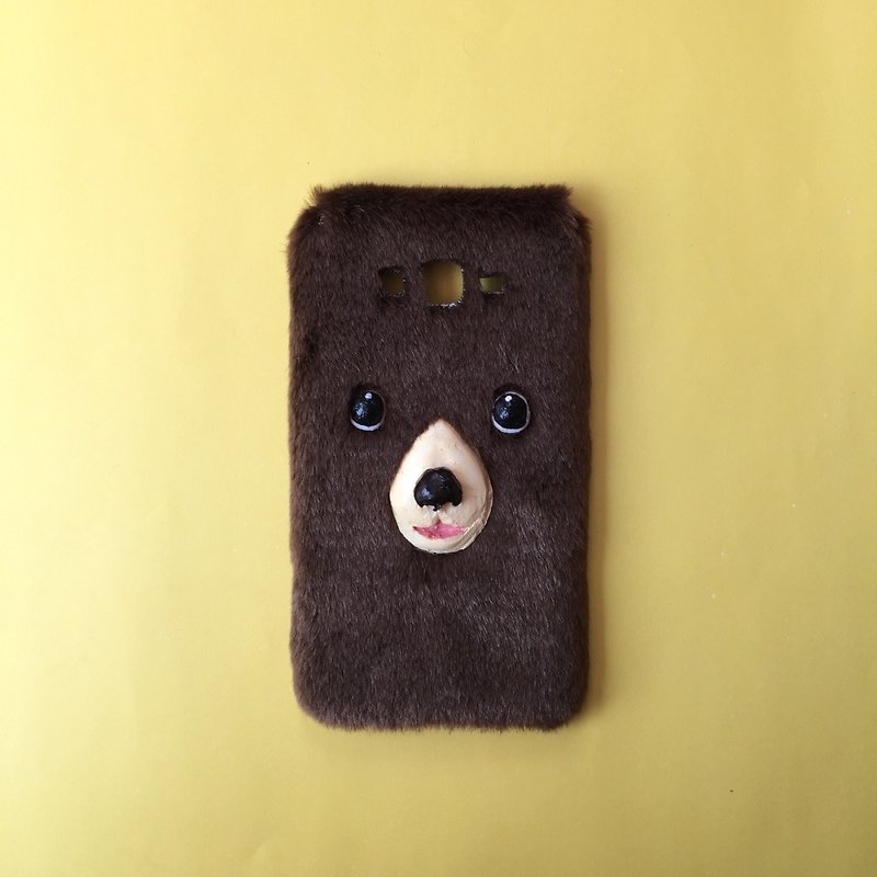 毛绒绒手机壳-小熊脸 - 平板/电脑保护壳 - 纸 咖啡色