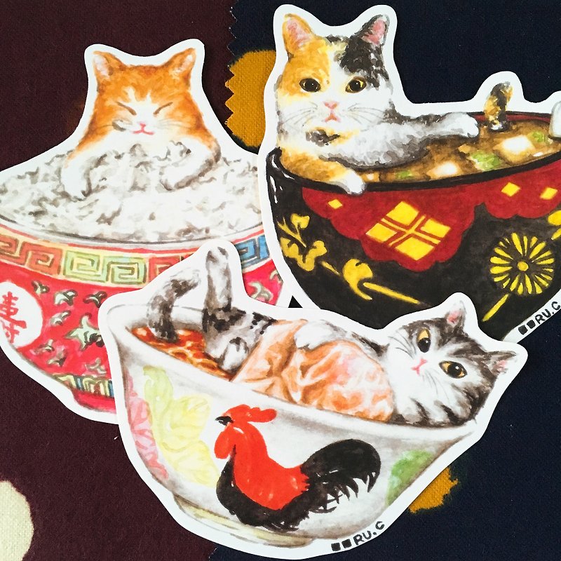 三碗猫 大贴纸套装 - 贴纸 - 纸 多色