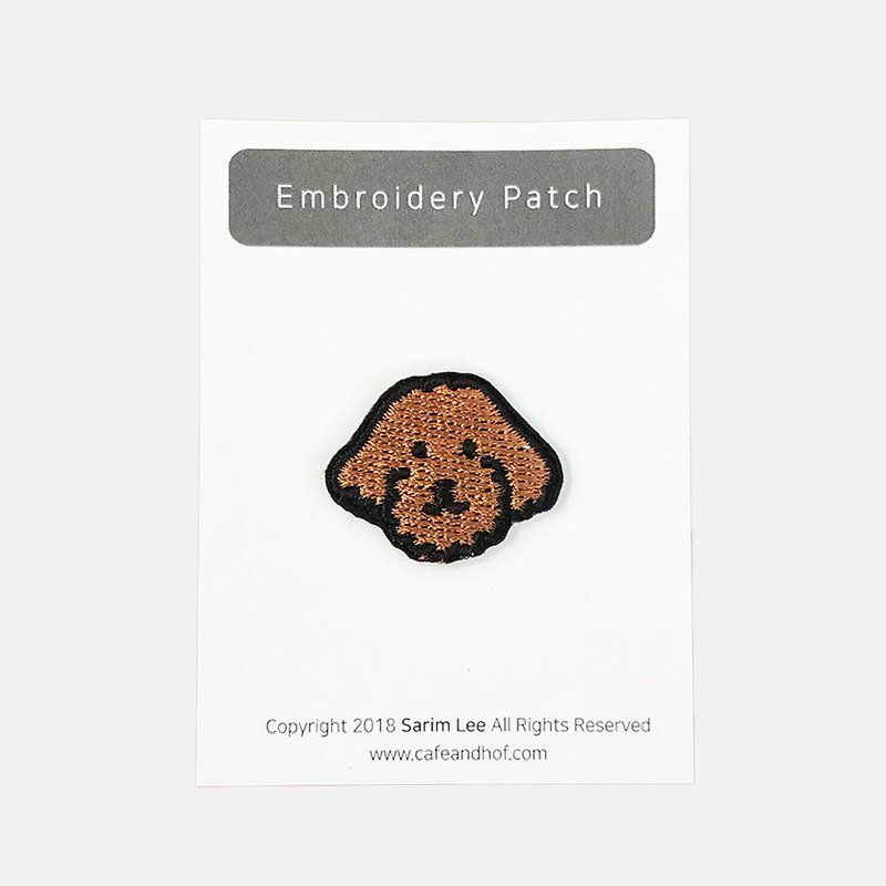 poodle embroidery patch - 胸针 - 棉．麻 咖啡色