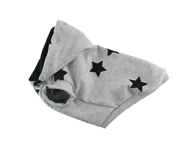 Star Printed Cotton French Terry Dog Top, Dog Hoodie, Dog Apparel - 衣/帽 - 其他材质 灰色