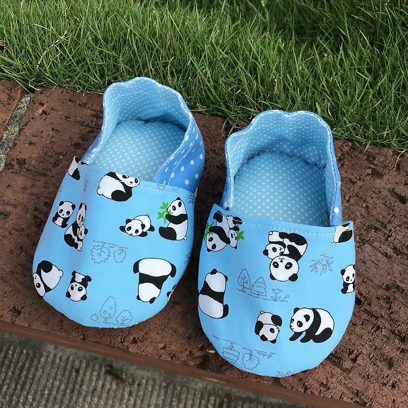 熊猫-蓝-学步鞋 - 婴儿鞋 - 棉．麻 蓝色