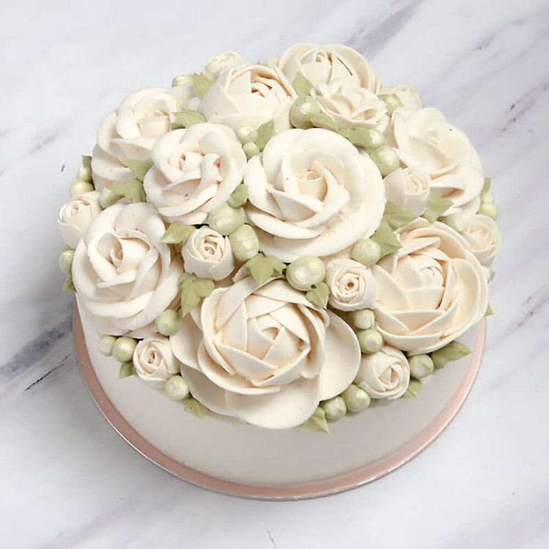 Felicitas Pâtissérie 6寸 玫瑰花蛋糕/白色之恋 - 蛋糕/甜点 - 新鲜食材 粉红色