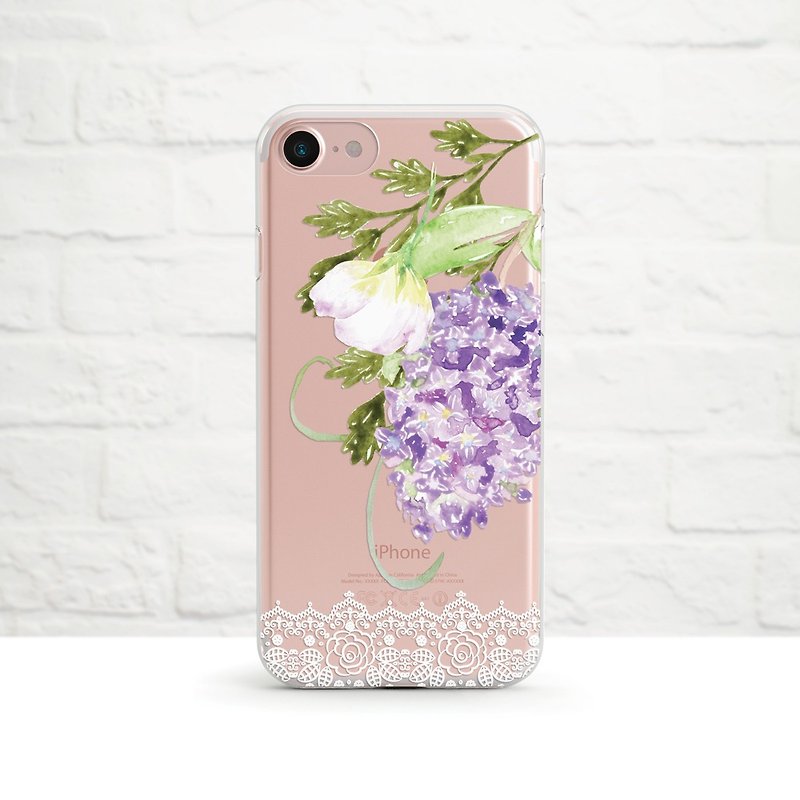 繁花 - 防摔透明软壳- iPhone 系列, Samsung - 手机壳/手机套 - 硅胶 紫色