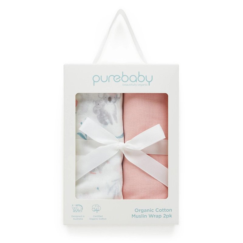 澳洲Purebaby有机棉婴儿棉纱包巾礼盒/新生儿纱布盖毯 - 满月礼盒 - 棉．麻 