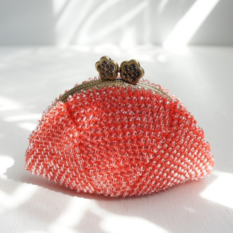 Ba-ba handmade☆beads crochet coinpurse (No.593） - 零钱包 - 其他材质 红色