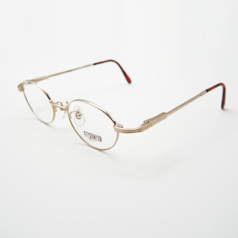 梦露眼镜店 / 日本90年代古董小圆眼镜框 no.A32 vintage - 眼镜/眼镜框 - 贵金属 金色