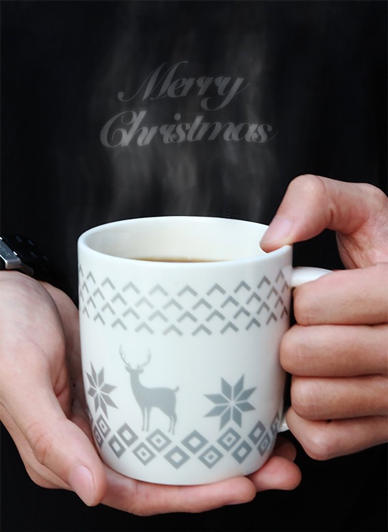 耶诞系列马克杯-银色麋鹿 共5款图案供选择 - 咖啡杯/马克杯 - 瓷 银色