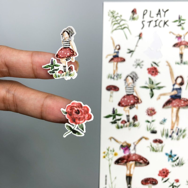 Sticker – Mushroom girl - 贴纸 - 纸 多色