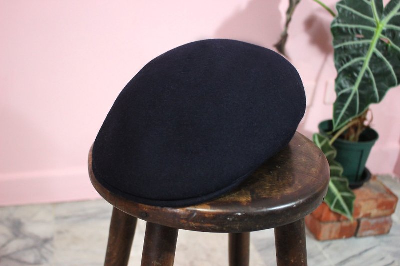 Vintage帽子(意大利制里标)Flat Cap深蓝色100%羊毛帽(Made in Italy)(情人节礼物) - 帽子 - 羊毛 蓝色