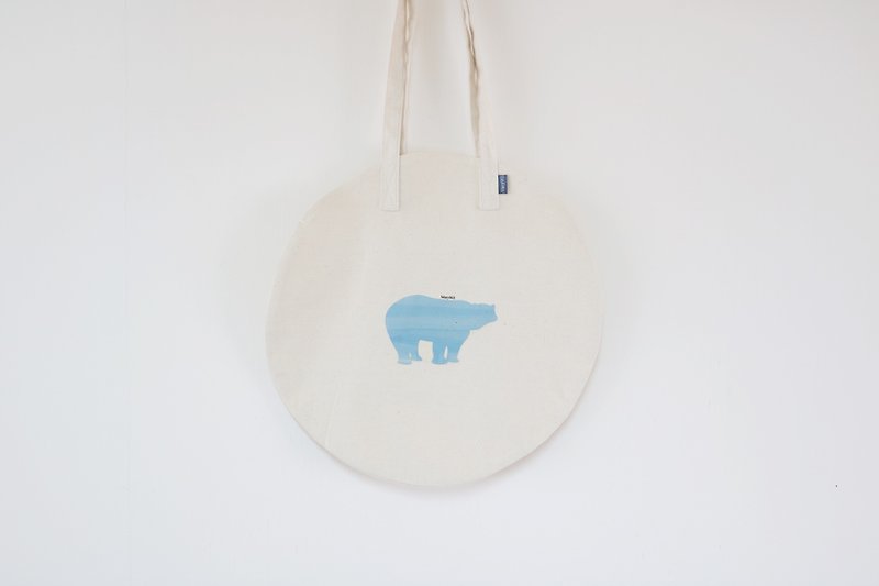 MaryWil圆形小文青环保袋-北极熊 - 侧背包/斜挎包 - 棉．麻 白色