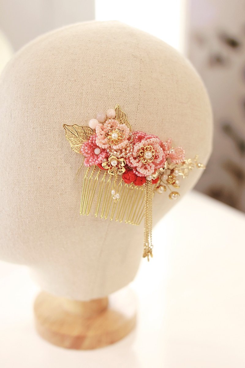 Bridal Headpiece,Oriental Headpiece华丽新娘中式头饰,中式头饰 - 发饰 - 玻璃 粉红色