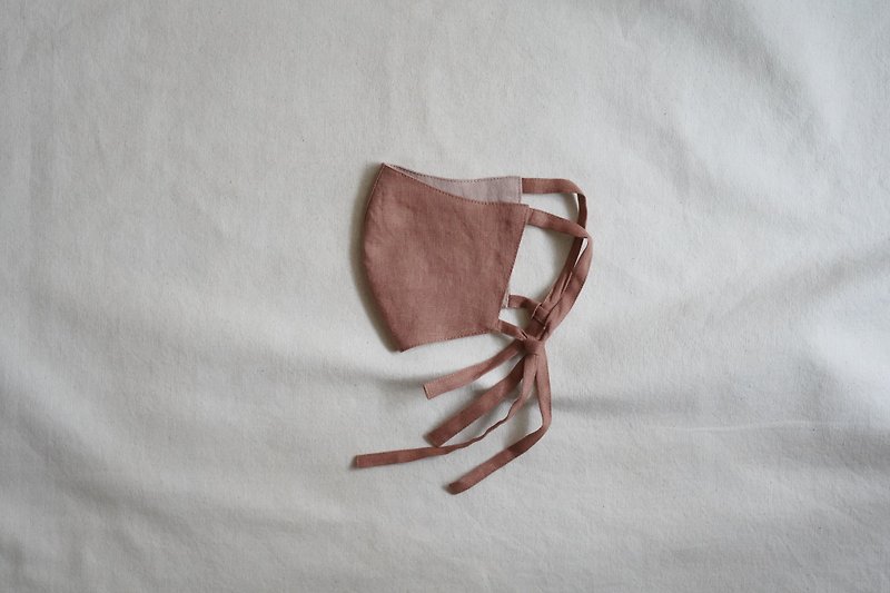 unisex mask | 双色绑带口罩 |  珊 瑚  x  樱 - 口罩 - 棉．麻 粉红色