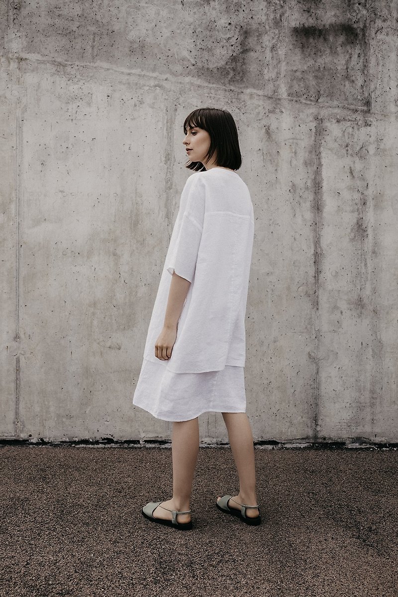 Linen Dress Motumo – 18S6 - 洋装/连衣裙 - 亚麻 