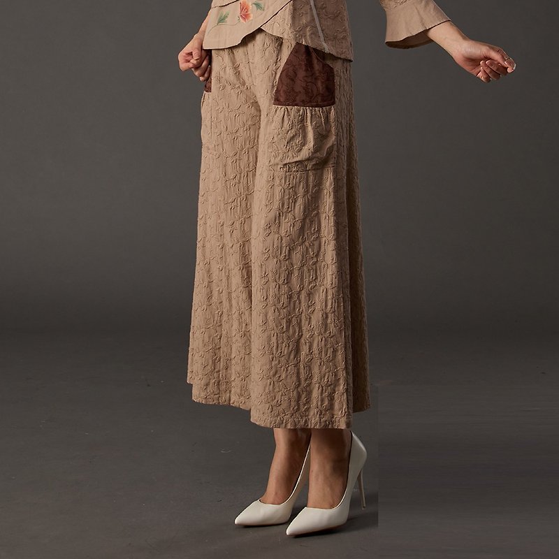 古典美 刺绣双口袋宽裤裙【18141】 - 女装长裤 - 棉．麻 