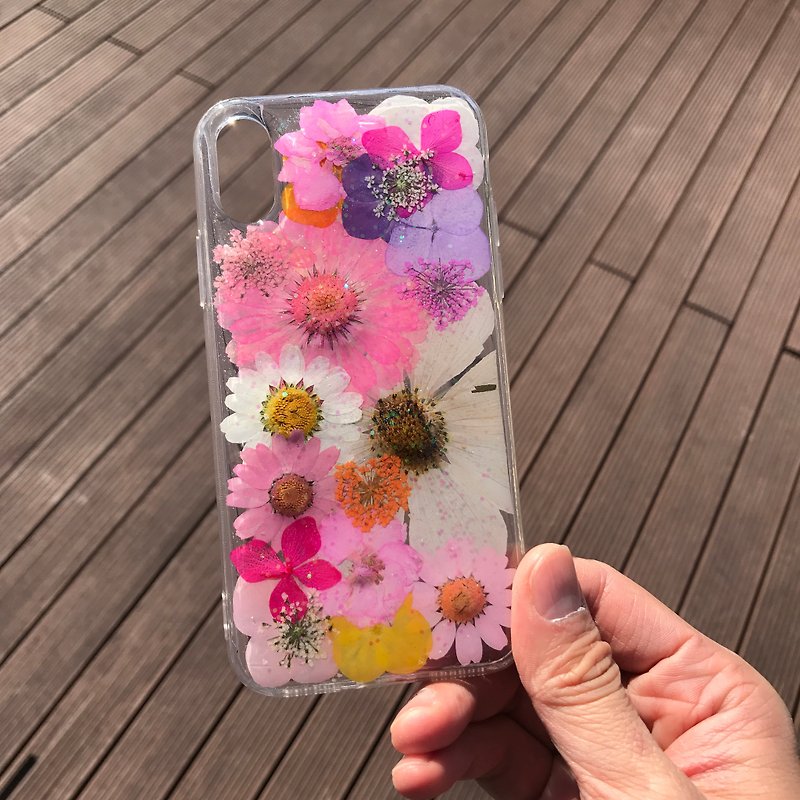 iPhone X 手机壳 Dry Pressed Flowers Case 押花 干燥花 粉红菊 压花 018 - 手机壳/手机套 - 植物．花 粉红色