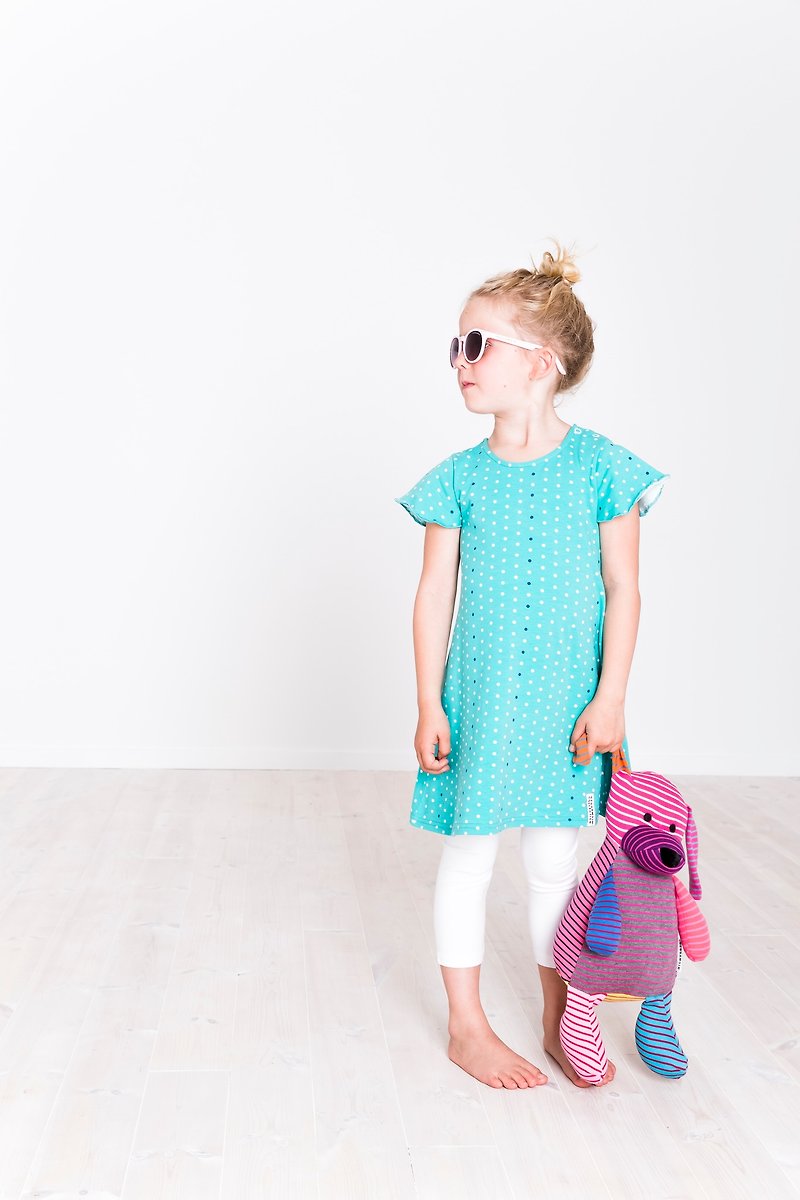 【北欧童装】瑞典有机棉点点洋装1岁至2岁 绿色 - 童装礼服/连衣裙 - 棉．麻 绿色