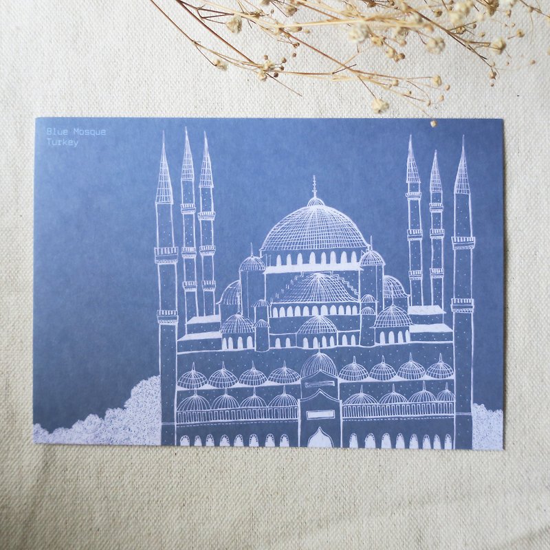 旅行风景-土耳其-伊斯坦堡蓝色清真寺 / 插画明信片 - 卡片/明信片 - 纸 