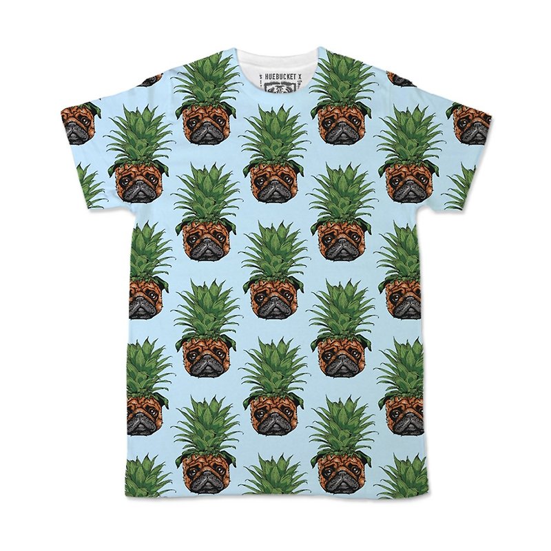 PUG Life • Pineapple Pugs • Unisex T-shirt - 男装上衣/T 恤 - 棉．麻 多色
