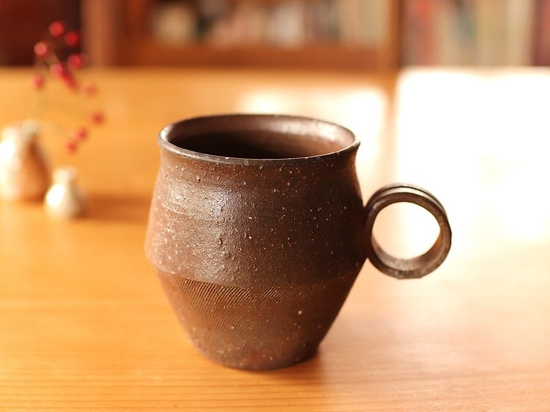 備前 コーヒーカップ(野草)　c9-007 - 咖啡杯/马克杯 - 陶 咖啡色