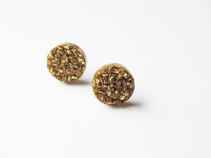 Rosy Garden 金色星球的碎片矿石簇耳环 可换耳夹式 - 耳环/耳夹 - 其他材质 金色