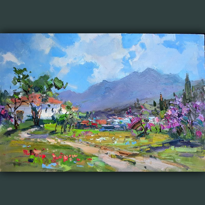 Lilacs in t Village, oil on canvas, original painting,  W 55 H 38 cm - 海报/装饰画/版画 - 颜料 多色