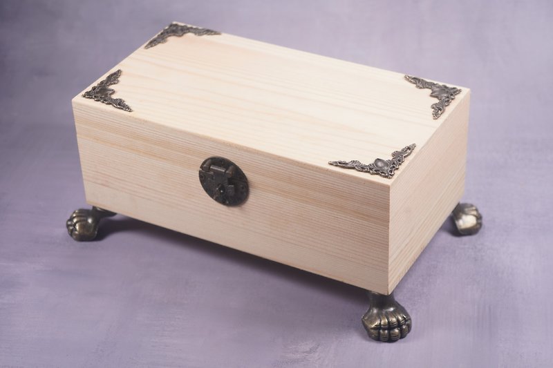 原木DIY高脚收纳盒(附锁头) - 零件/散装材料/工具 - 木头 卡其色