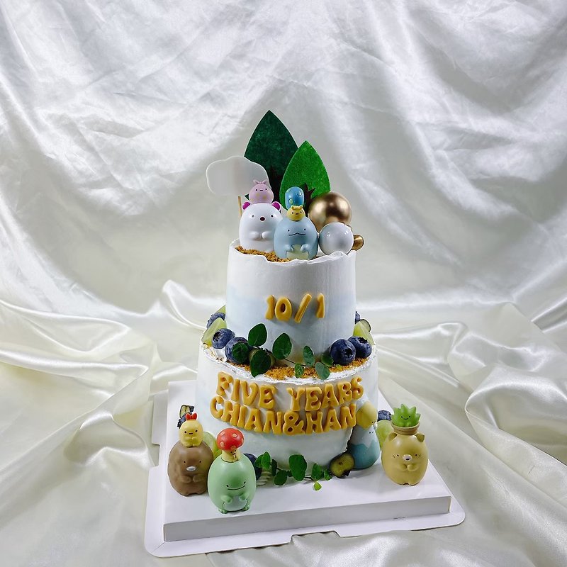 角落生物 生日蛋糕 定制 卡通 造型 翻糖 双层 满周岁 4+6寸 面交 - 蛋糕/甜点 - 新鲜食材 绿色