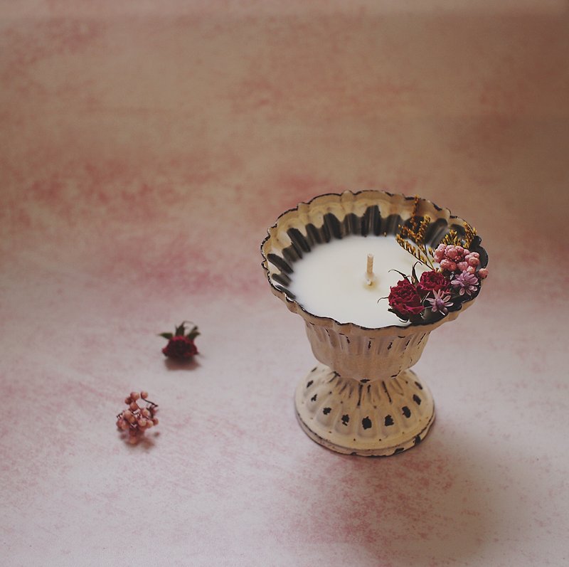 干燥花复古香氛蜡烛 - 蜡烛/烛台 - 蜡 