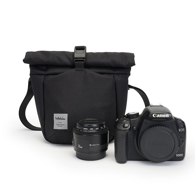 卷袖式斜背相机包 NIGEL (岩黑) | 自由调较间隔 单反相机适用 - 相机包/相机袋 - 聚酯纤维 黑色