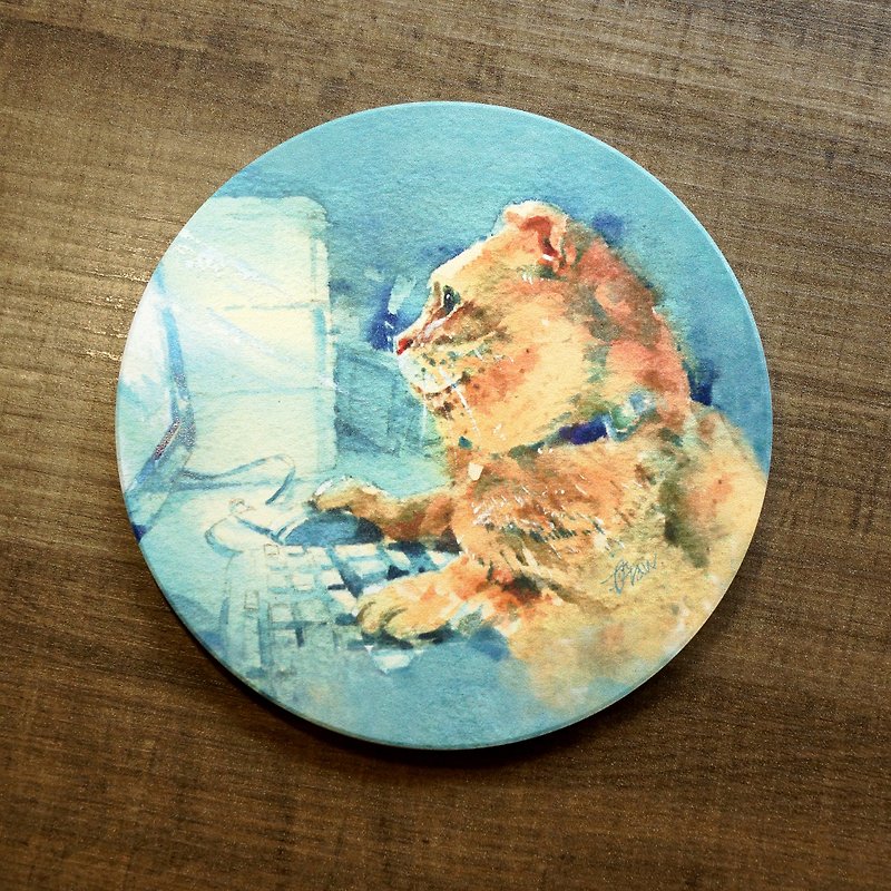 陶瓷吸水杯垫 - 夜猫宅 - 杯垫 - 陶 蓝色