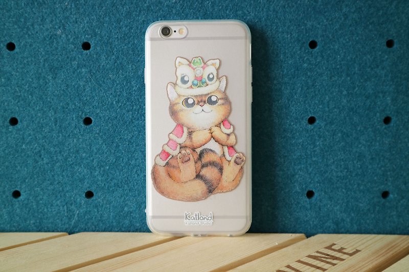 自家设计 - 舞狮小吉猫咪手机壳 保护套Phone Case K08_0 - 手机壳/手机套 - 塑料 粉红色