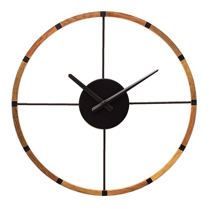 Shandrum- 和风木轮造型挂钟(黑) - 时钟/闹钟 - 木头 黑色