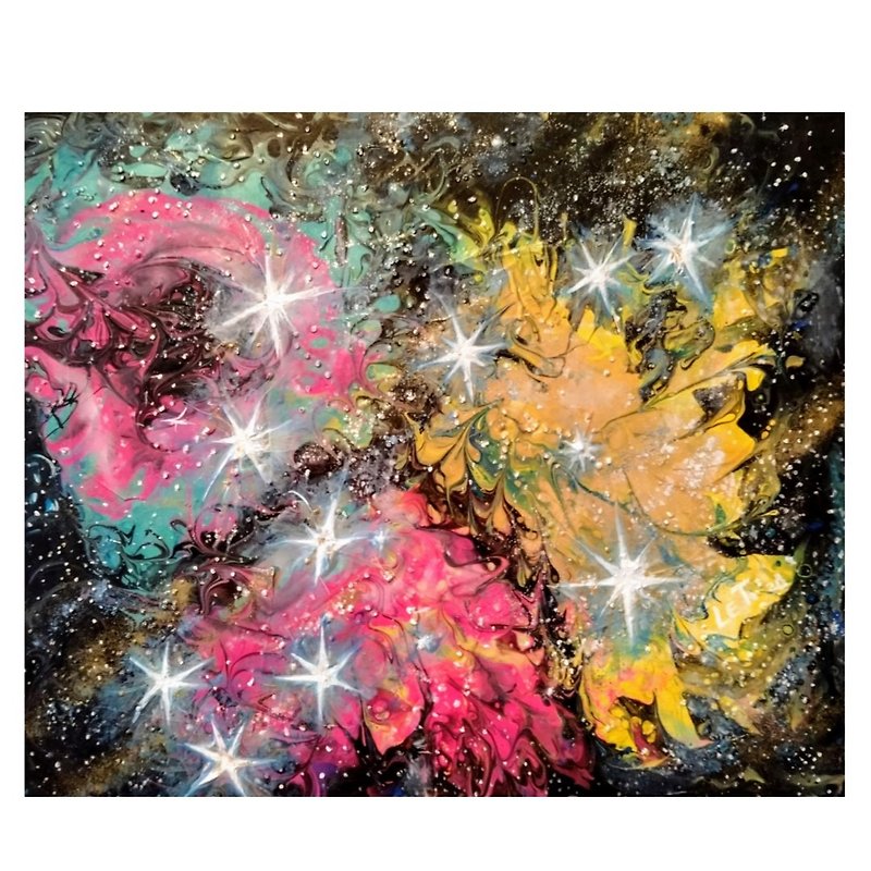 Constellation Lion painting on canvas 50 by 60 Original art by Elena Titenko LeT - 海报/装饰画/版画 - 其他材质 多色