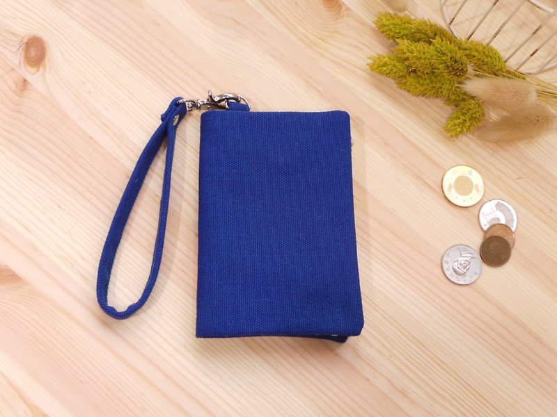 零钱包 钥匙包 票夹 多功能随身小包 礼物 - 零钱包 - 棉．麻 蓝色