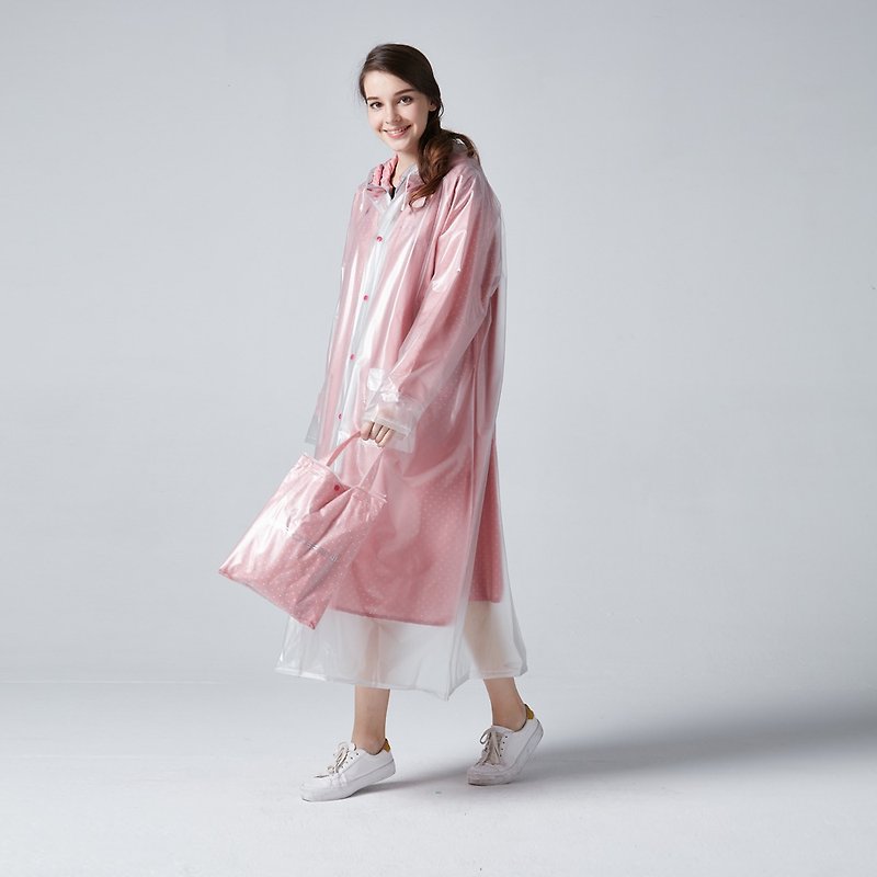 BAOGANI 双层雨衣-圆点(粉红) - 雨伞/雨衣 - 防水材质 粉红色