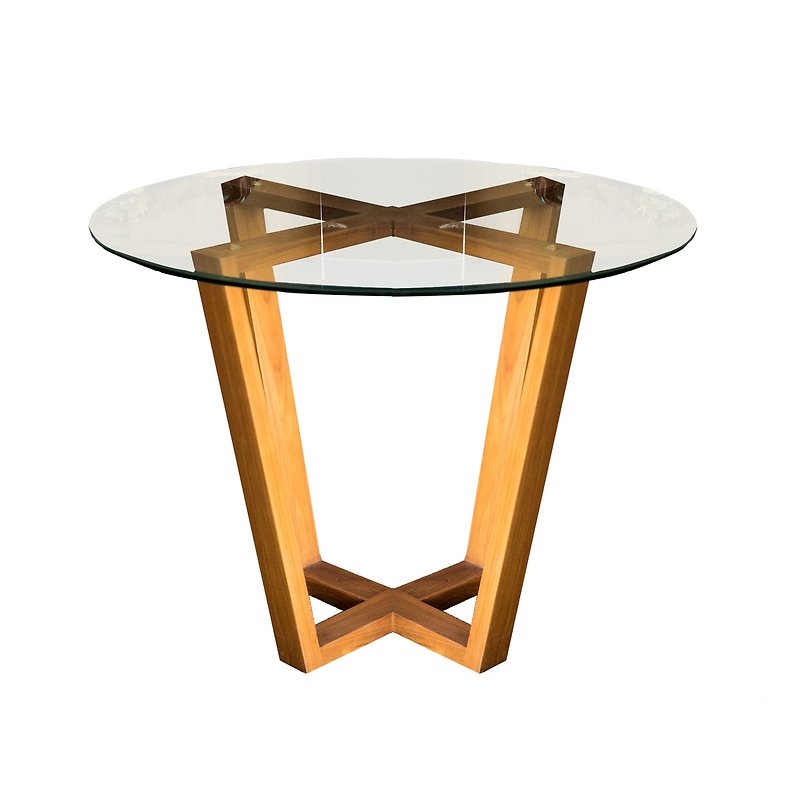 设计款柚木玻璃圆桌/洽谈桌 Round Table With Glass - 其他家具 - 木头 