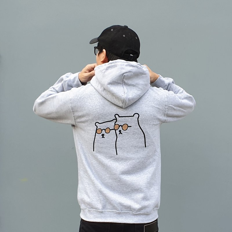 THE COOLEST BEARS IN TOWN,Changeable color hoodies(Grey) - 中性连帽卫衣/T 恤 - 聚酯纤维 灰色