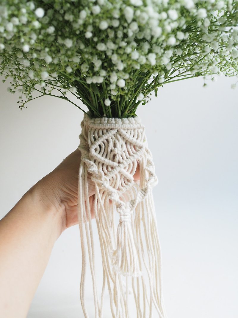 花嫁系列  | 新娘花束蕾丝手柄  新娘配件 - 植栽/盆栽 - 棉．麻 白色