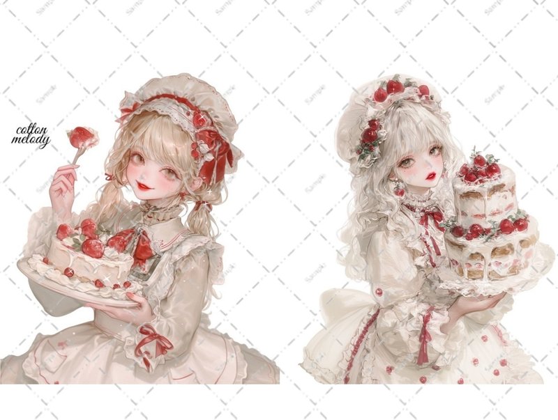 [限定] 原创贴纸编号SB12 // 与 nene Patisserie Melody 合作角色贴纸 cottonmelody - 贴纸 - 纸 