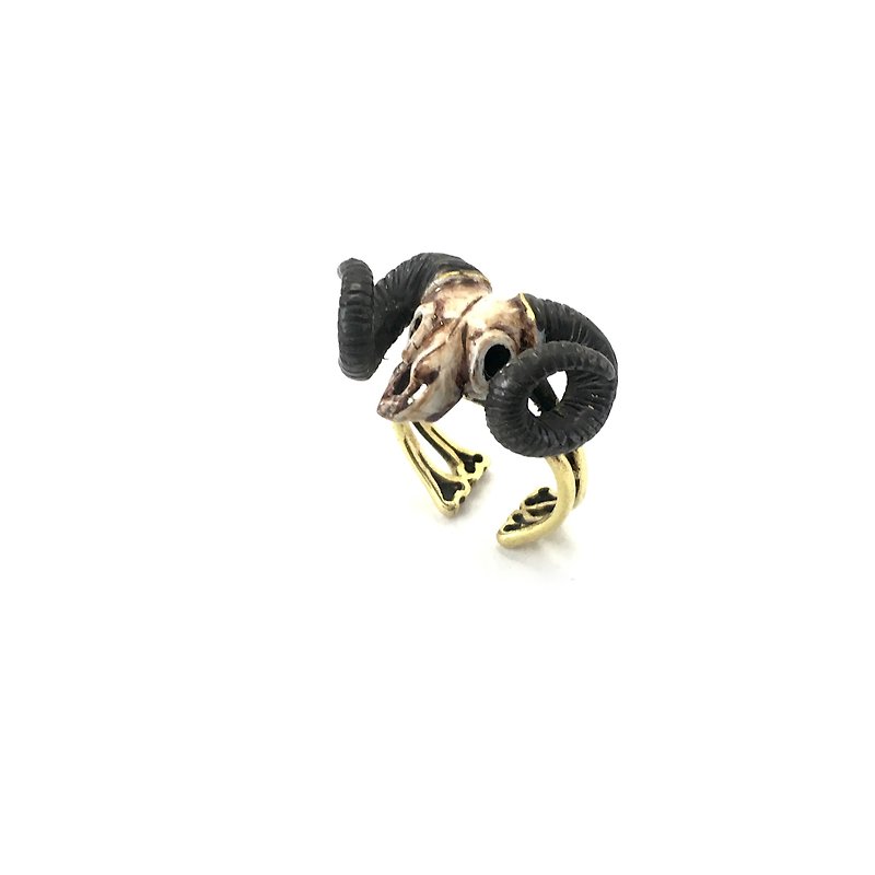 Zodiac Ramble skull ring is for Aries in Brass and Realistic color ,Rocker jewelry ,Skull jewelry,Biker jewelry - 戒指 - 其他金属 
