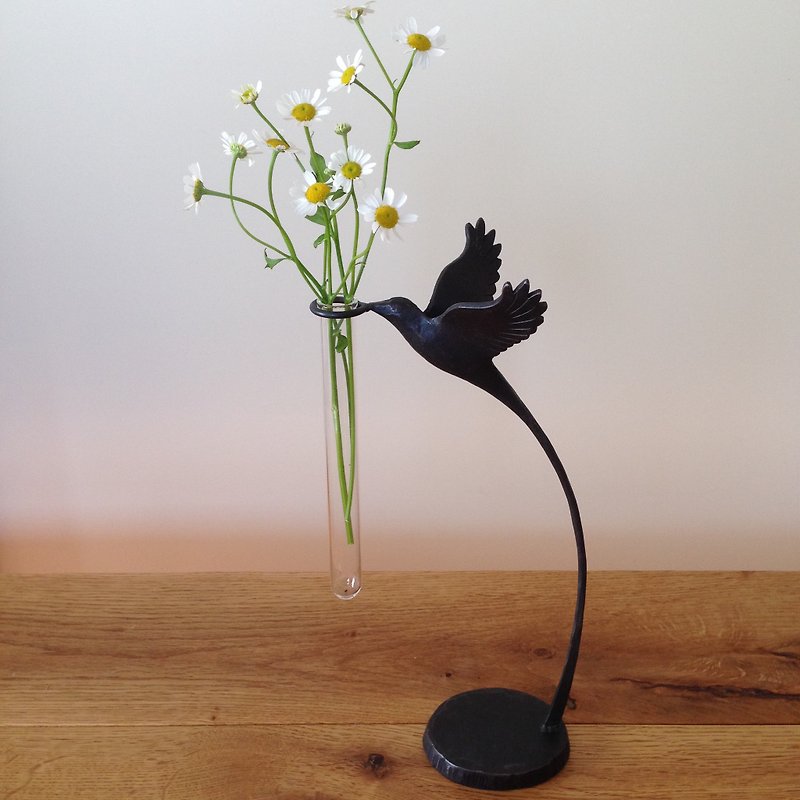 ロートアイアン製花器　花を摘む小鳥の一輪挿し - 植栽/盆栽 - 其他金属 黑色