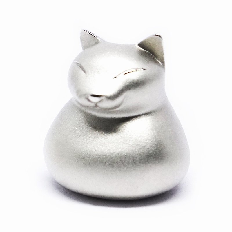 まるもちにゃんこピンブローチSV925【Pio by Parakee】White cat pin - 胸针 - 其他金属 白色