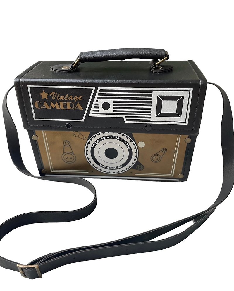 Box shape camera bag - 相机包/相机袋 - 人造皮革 黑色