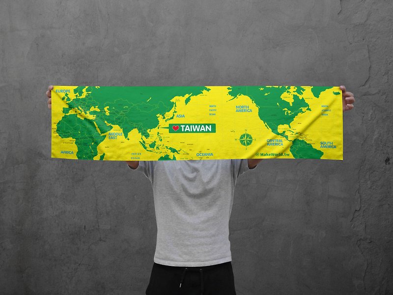 Make World地图制造运动毛巾(黄绿) - 毛巾浴巾 - 聚酯纤维 